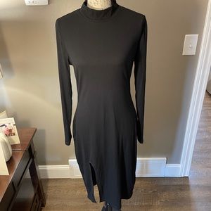 NWT Ouges Mock Turtleneck Bodycon Slit Dress Size Large